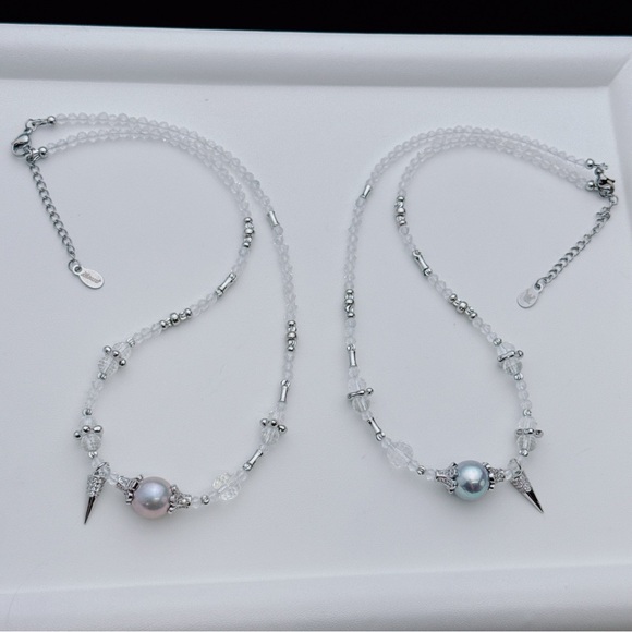 X665 Handmade Freshwater Pearl Clear Quartz Necklace - Picture 1 of 8